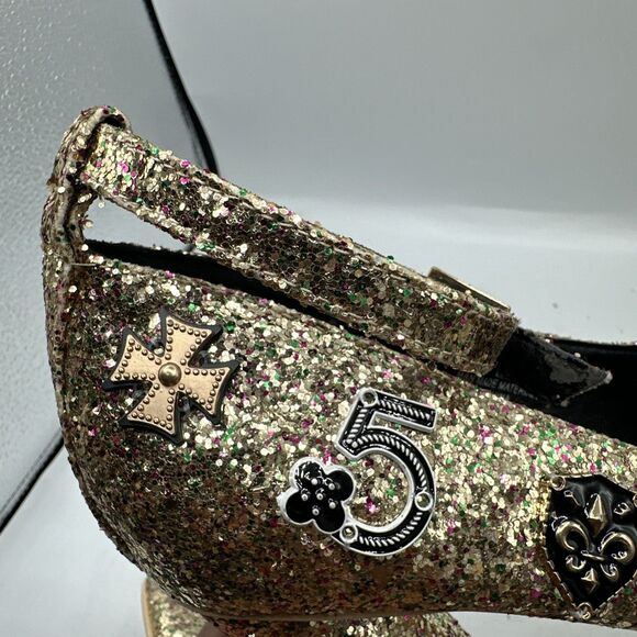 NEW Cape Robbin Pointy Toe Glitter Embellished Chunky High Heel Ankle Strap 8.5 - Picture 12 of 14